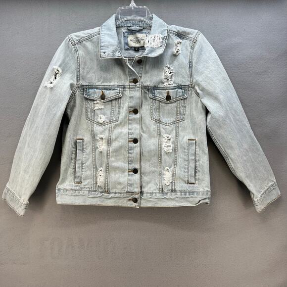 Ashley Vintage Charm Jackets & Blazers - Ashley Vintage Charm Jean Jacket Women's Large Light Blue Distressed Western